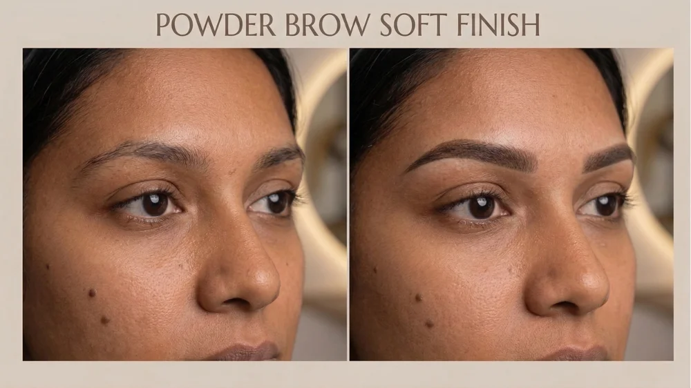 Powder Brow Soft Finish Before and After at Skinari Barrie