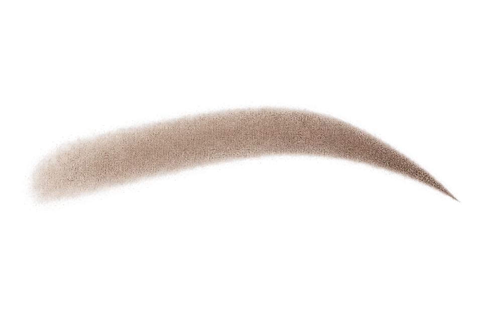 Illustration of powder brow pigment: a softly stippled shaded eyebrow without individual hair-stroke lines.