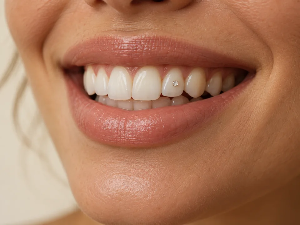 Editorial smile inspiration with one subtle tooth gem